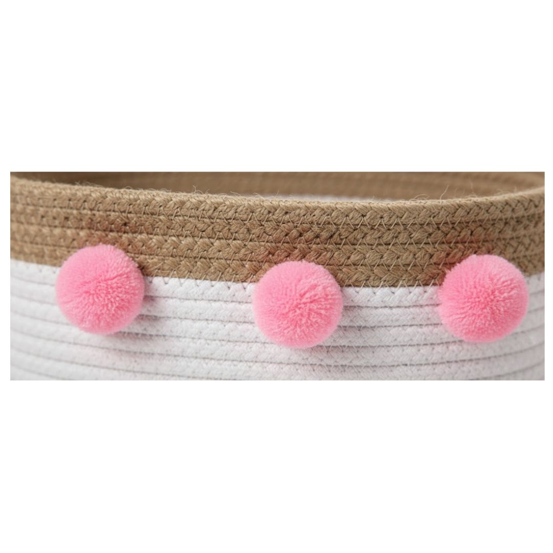Stylish Eco-Friendly Pompoms Cotton Rope Baskets